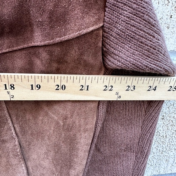 Vintage Brown Suede Cowhide Leather Moto Jacket Zip Ribbed Men’s XL - Picture 3 of 7